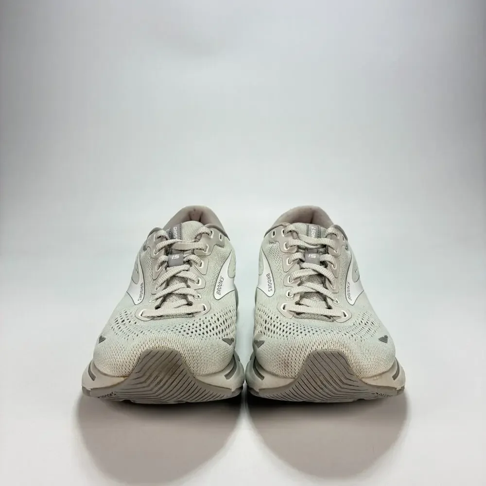 Brooks Ghost 15 Oyster Alloy White Road Running Shoes 1203801B112 Women's Sz 9.5